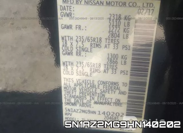 5N1AZ2MG9HN140202 фото 10