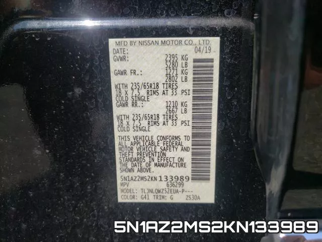 5N1AZ2MS2KN133989 фото 2