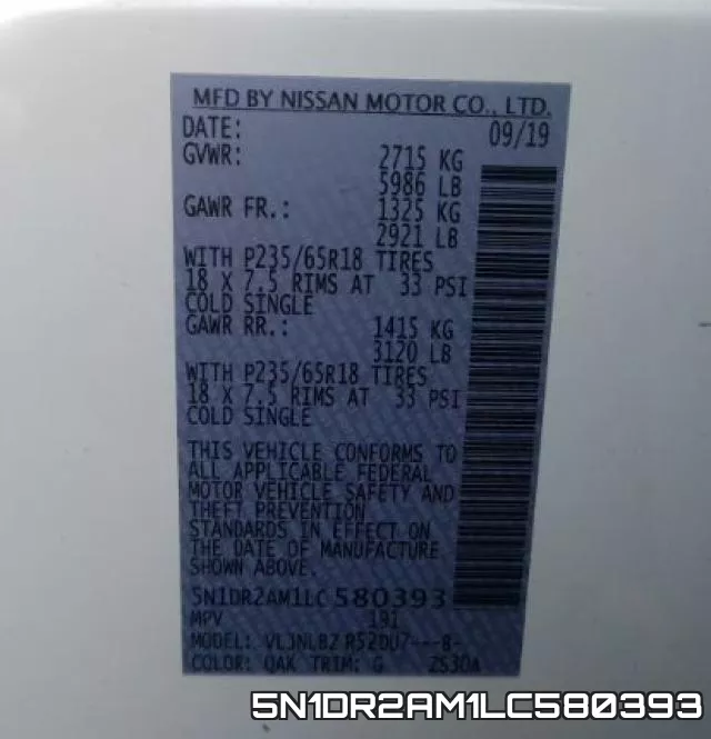 5N1DR2AM1LC580393 фото 2