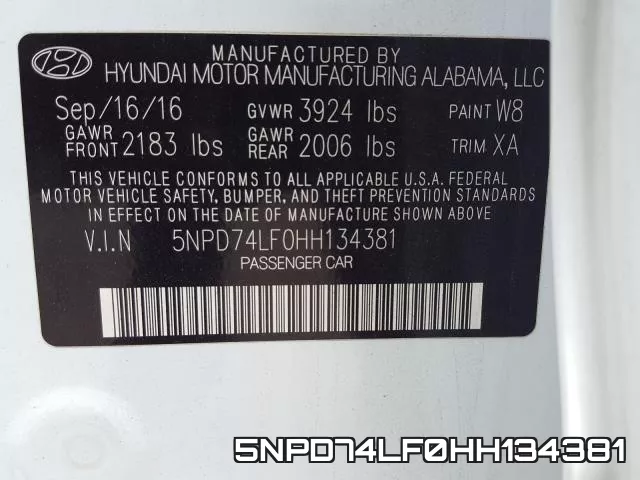 5NPD74LF0HH134381 фото 2