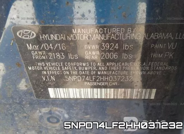 5NPD74LF2HH037232 фото 10