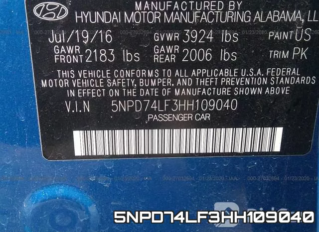 5NPD74LF3HH109040 фото 10