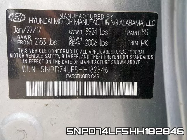 5NPD74LF5HH182846 фото 2