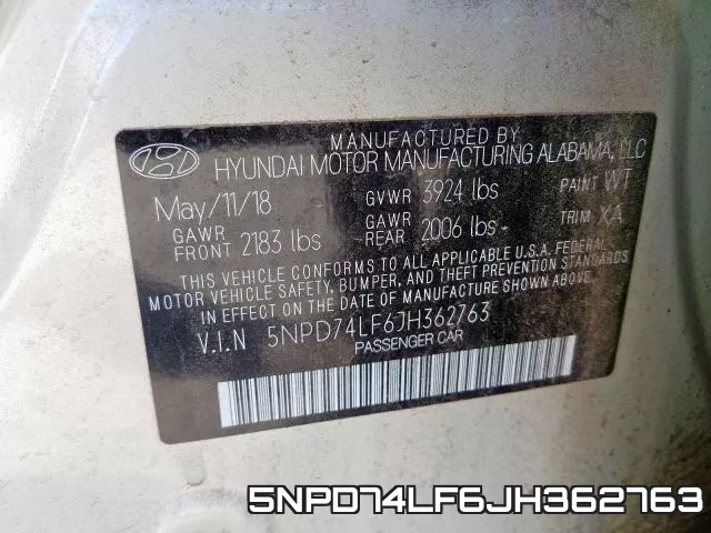 5NPD74LF6JH362763 фото 2
