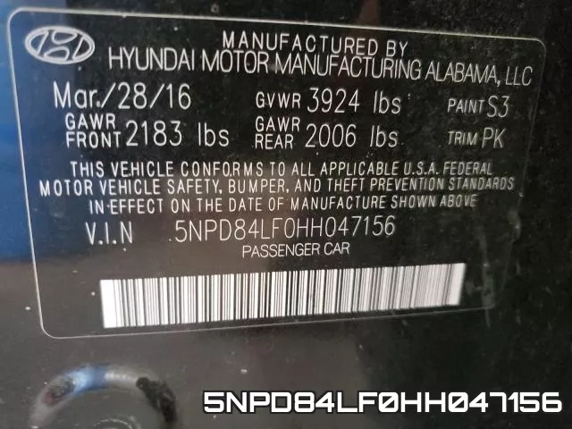 5NPD84LF0HH047156 фото 2