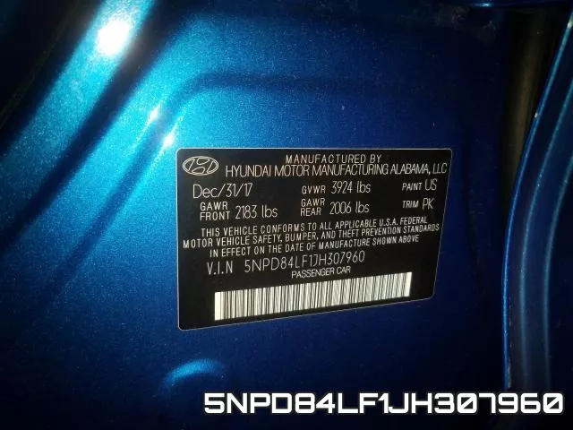 5NPD84LF1JH307960 фото 2