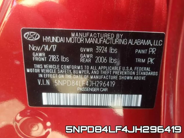 5NPD84LF4JH296419 фото 2