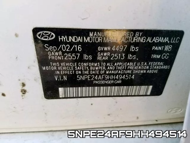 5NPE24AF9HH494514 фото 2