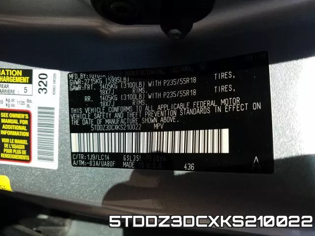 5TDDZ3DCXKS210022 фото 2