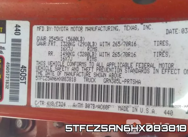 5TFCZ5AN6HX083818 фото 10