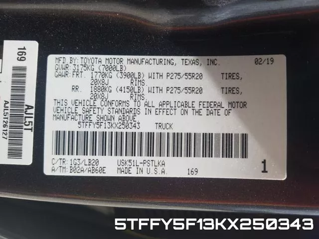 5TFFY5F13KX250343 фото 2