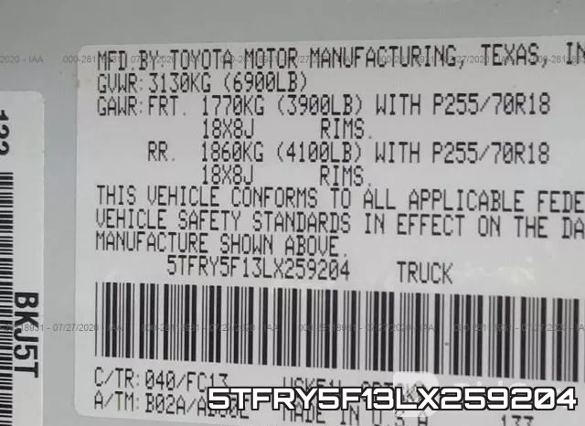 5TFRY5F13LX259204 фото 10