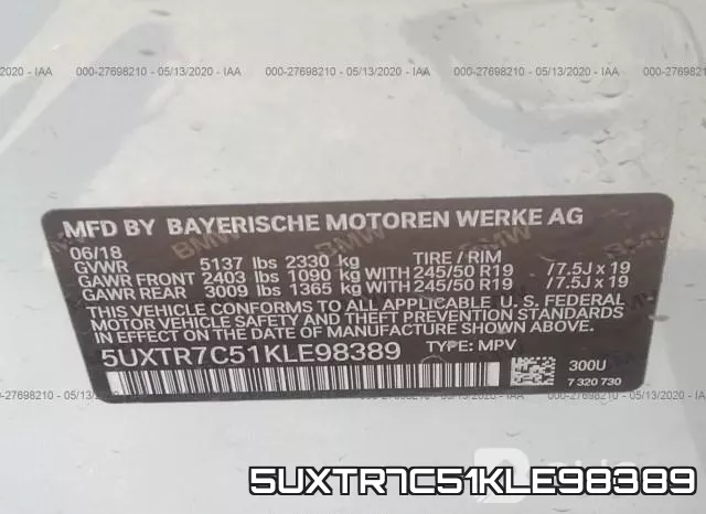 5UXTR7C51KLE98389 фото 10