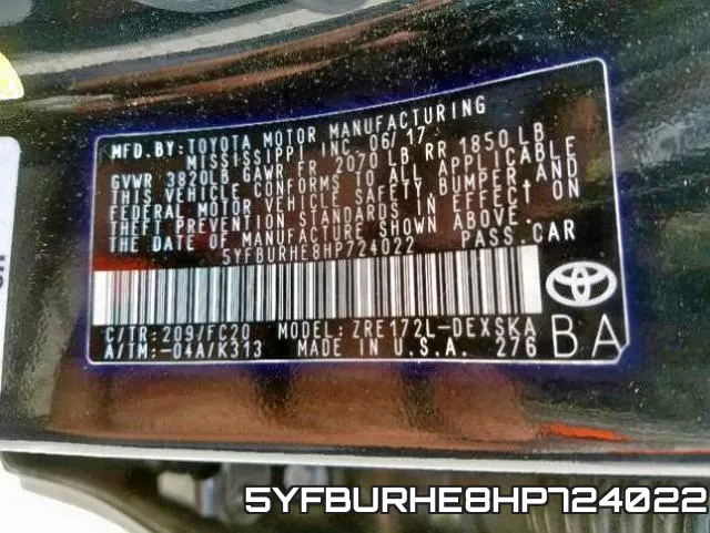 5YFBURHE8HP724022 фото 2
