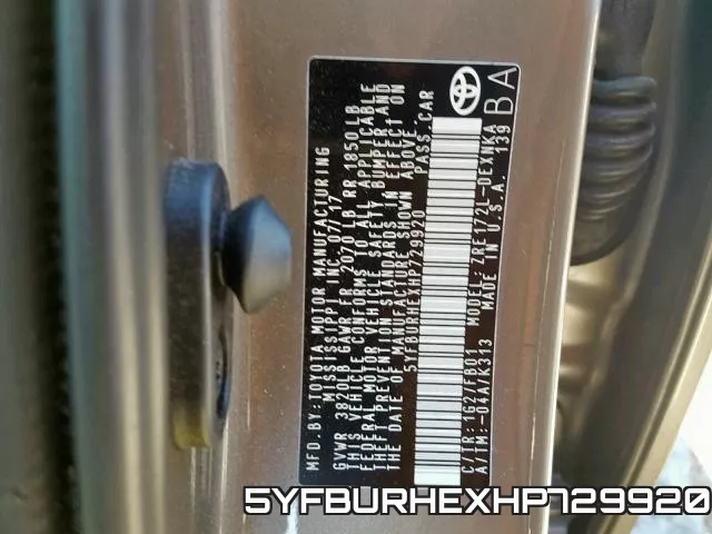 5YFBURHEXHP729920 фото 2