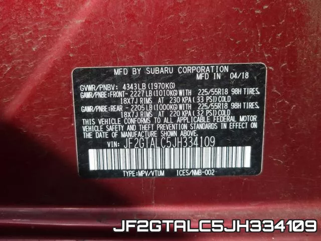 JF2GTALC5JH334109 фото 2