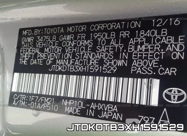 JTDKDTB3XH1591529 фото 10