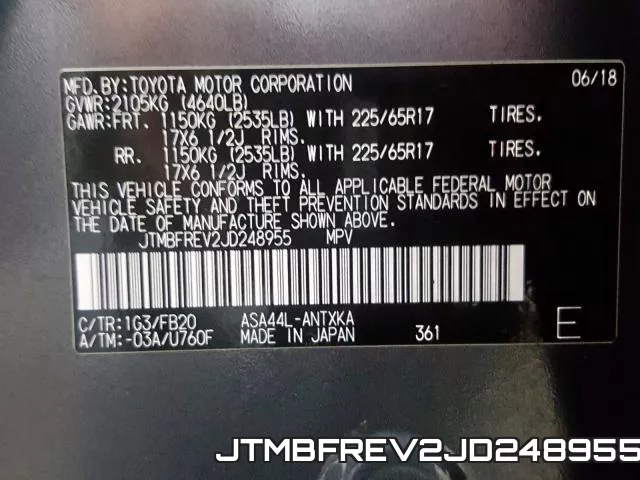 JTMBFREV2JD248955 фото 2