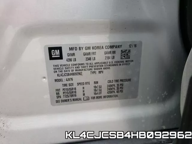 KL4CJCSB4HB092962 фото 2
