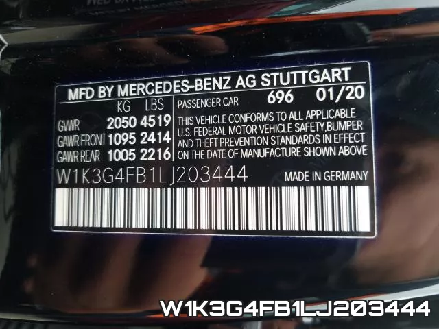 W1K3G4FB1LJ203444 фото 2