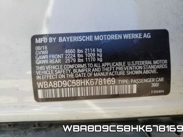 WBA8D9C58HK678169 фото 2