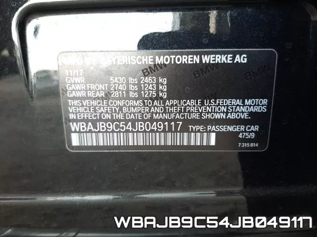 WBAJB9C54JB049117 фото 2
