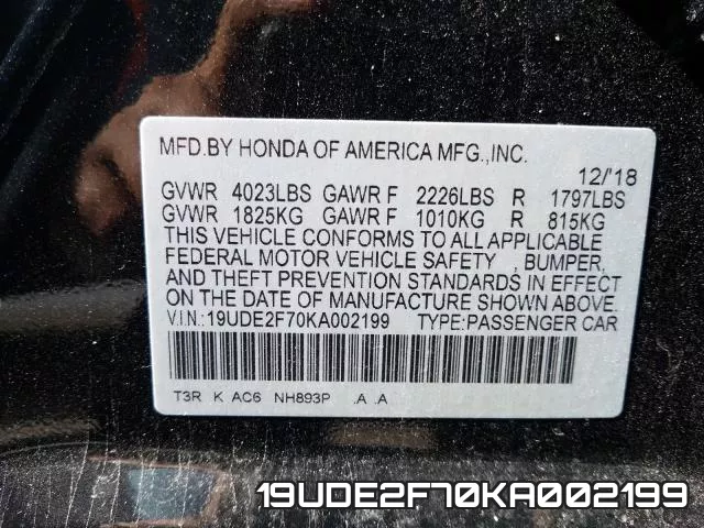 19UDE2F70KA002199 фото 2