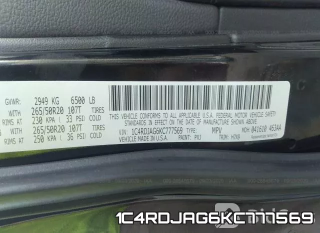 1C4RDJAG6KC777569 фото 10