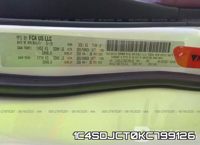 1C4SDJCT0KC799126 фото 10