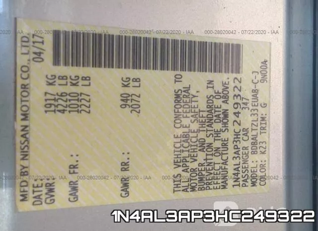 1N4AL3AP3HC249322 фото 10