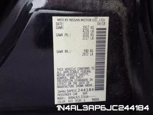 1N4AL3AP6JC244184 фото 2