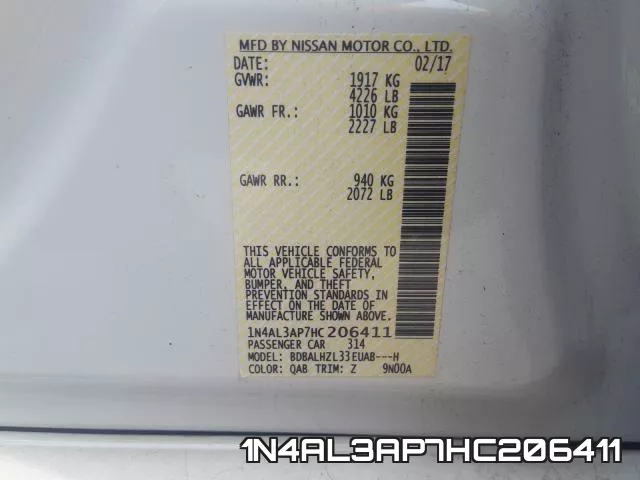1N4AL3AP7HC206411 фото 2