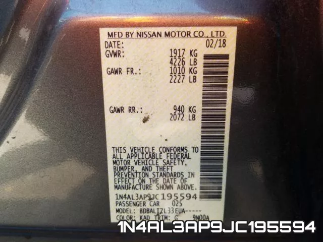 1N4AL3AP9JC195594 фото 2