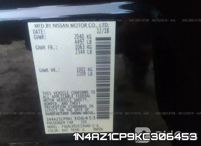 1N4AZ1CP9KC306453 фото 10