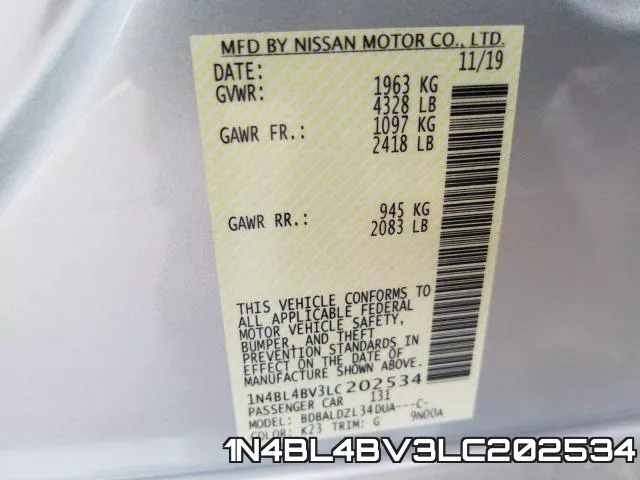 1N4BL4BV3LC202534 фото 2