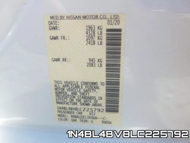 1N4BL4BV8LC225792 фото 2
