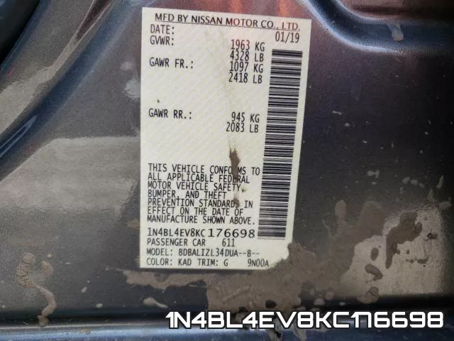 1N4BL4EV8KC176698 фото 2
