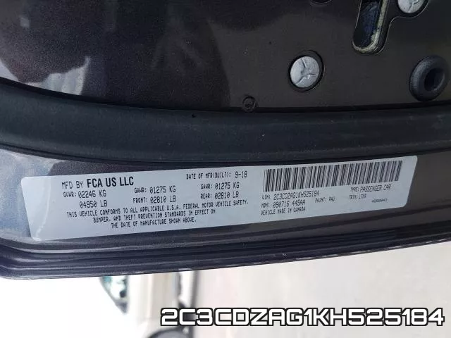 2C3CDZAG1KH525184 фото 2