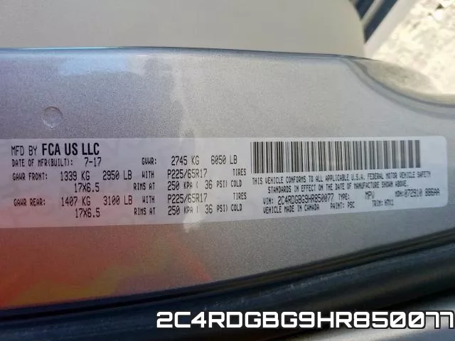 2C4RDGBG9HR850077 фото 2