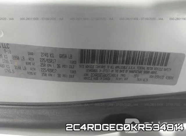 2C4RDGEG0KR534814 фото 10