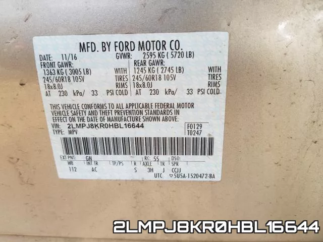 2LMPJ8KR0HBL16644 фото 2