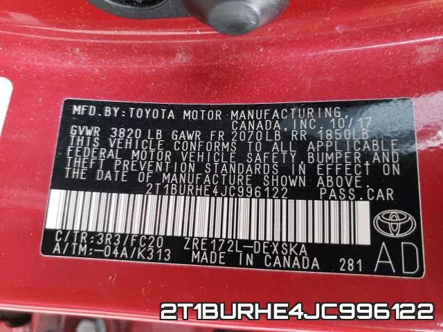2T1BURHE4JC996122 фото 2