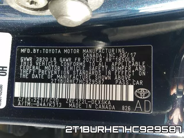 2T1BURHE7HC929587 фото 2