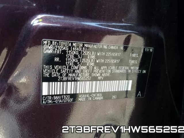 2T3BFREV1HW565252 фото 2