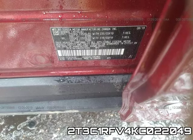 2T3C1RFV4KC022049 фото 10