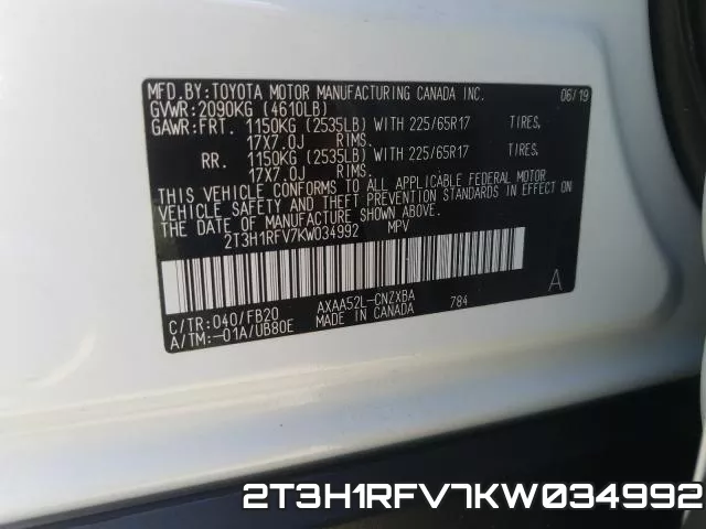 2T3H1RFV7KW034992 фото 2