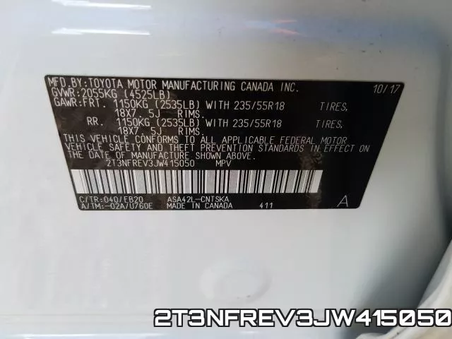 2T3NFREV3JW415050 фото 2