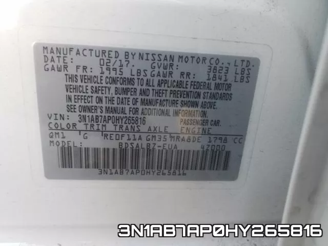 3N1AB7AP0HY265816 фото 2