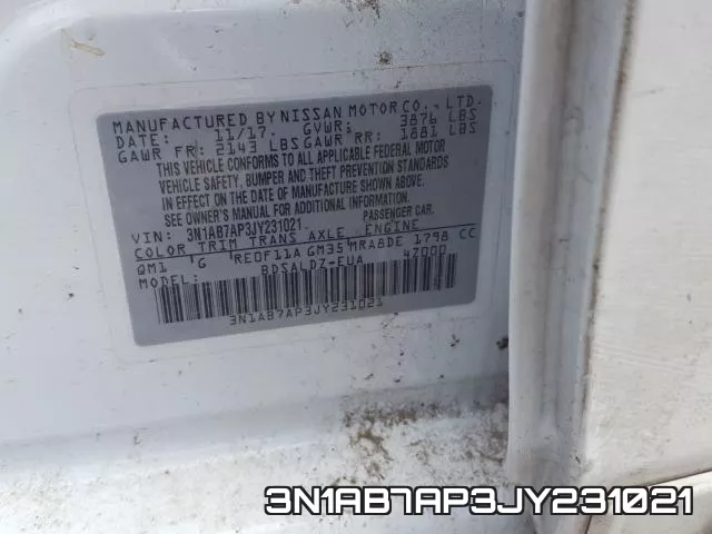 3N1AB7AP3JY231021 фото 2