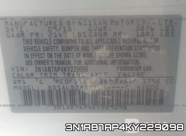 3N1AB7AP4KY229098 фото 10